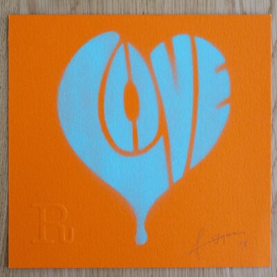 LOVE (Turquoise sur Jaune) - Imprimé