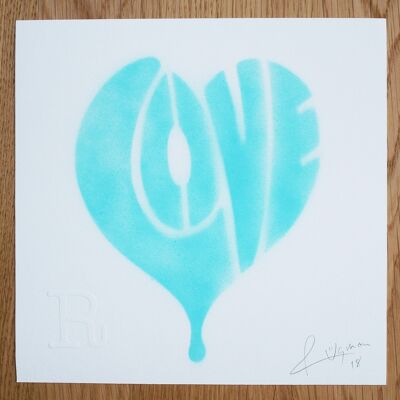 LOVE (Turquoise sur Blanc) - Imprimé
