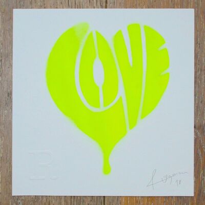 LOVE (Jaune fluo sur blanc) - Imprimé