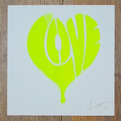 LOVE (Neon Yellow on White) - Print