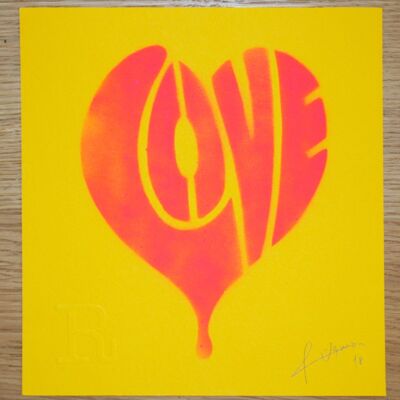 LOVE (Rose Fluo sur Jaune) - Imprimé