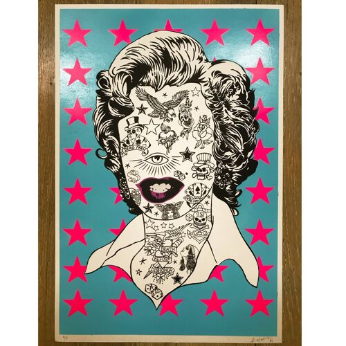 MONROE STARS (Blue & neon Pink) - Print