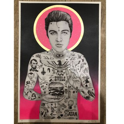 ELVIS BURGER KING (Pink Glitter Halo) - Print