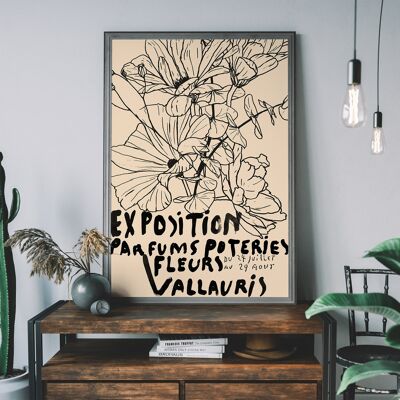 Van Gogh Exposition Floral Line Art Print