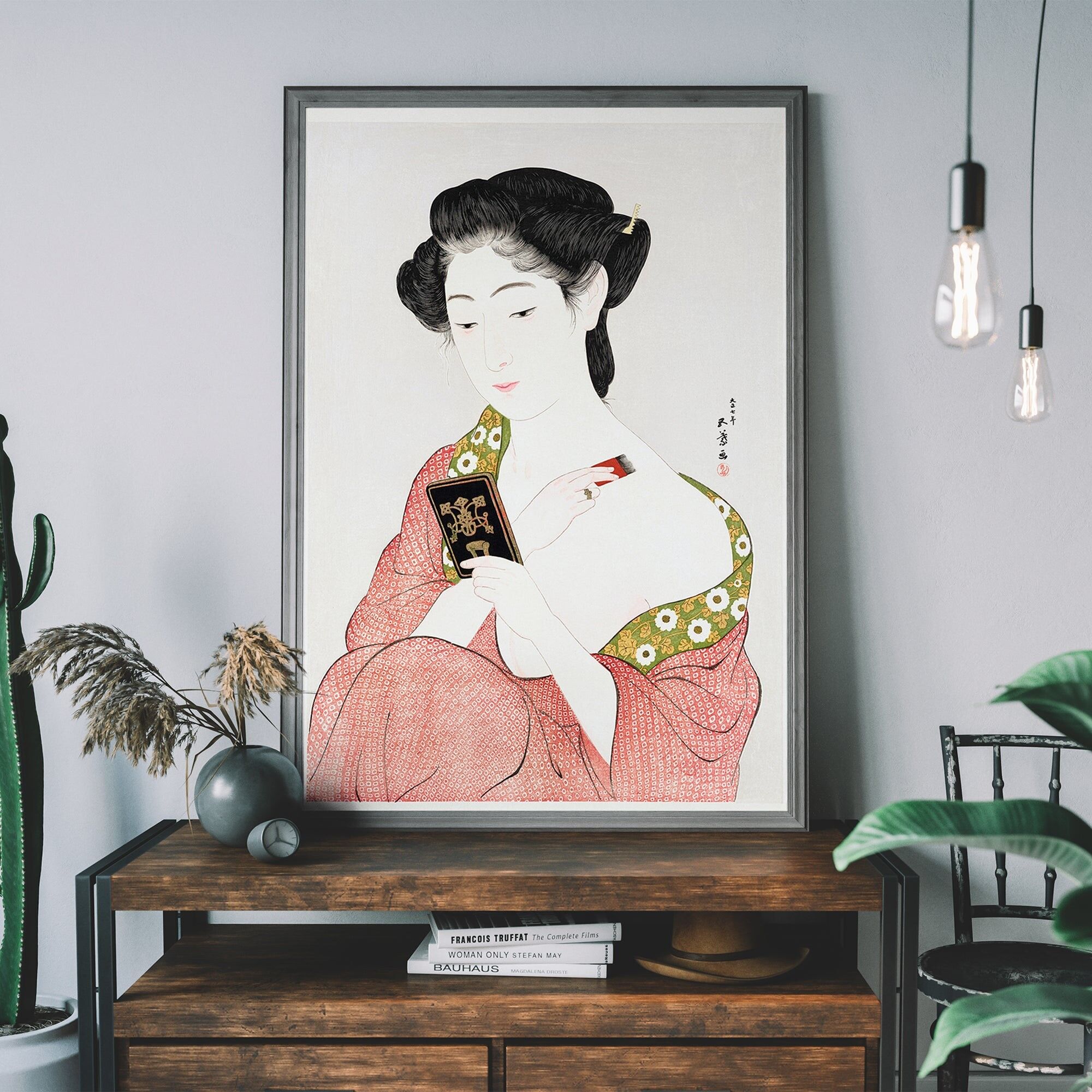 Donna che applica polvere di Goyo Hashiguchi