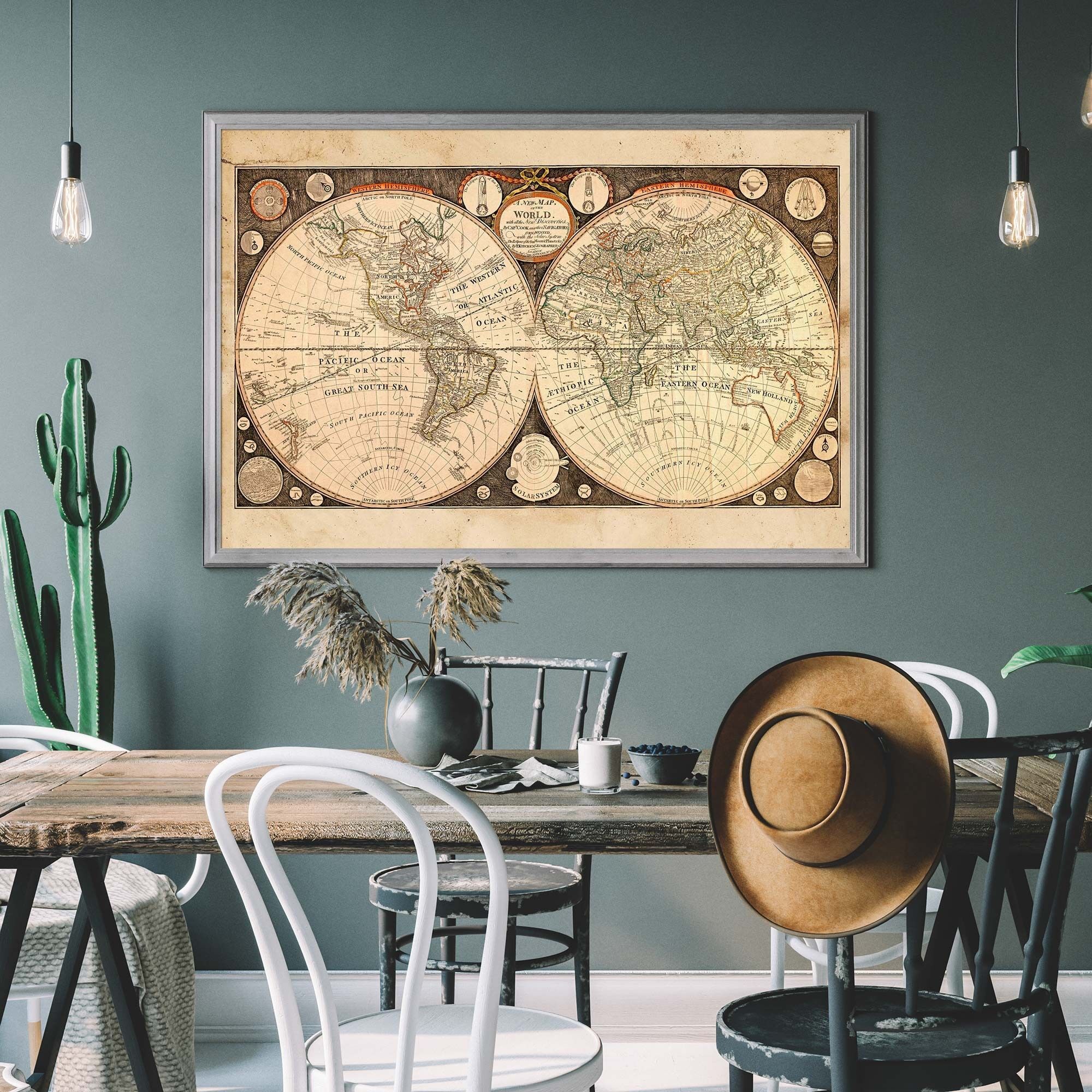 Captain Cook nuove scoperte Mappa del mondo 1799