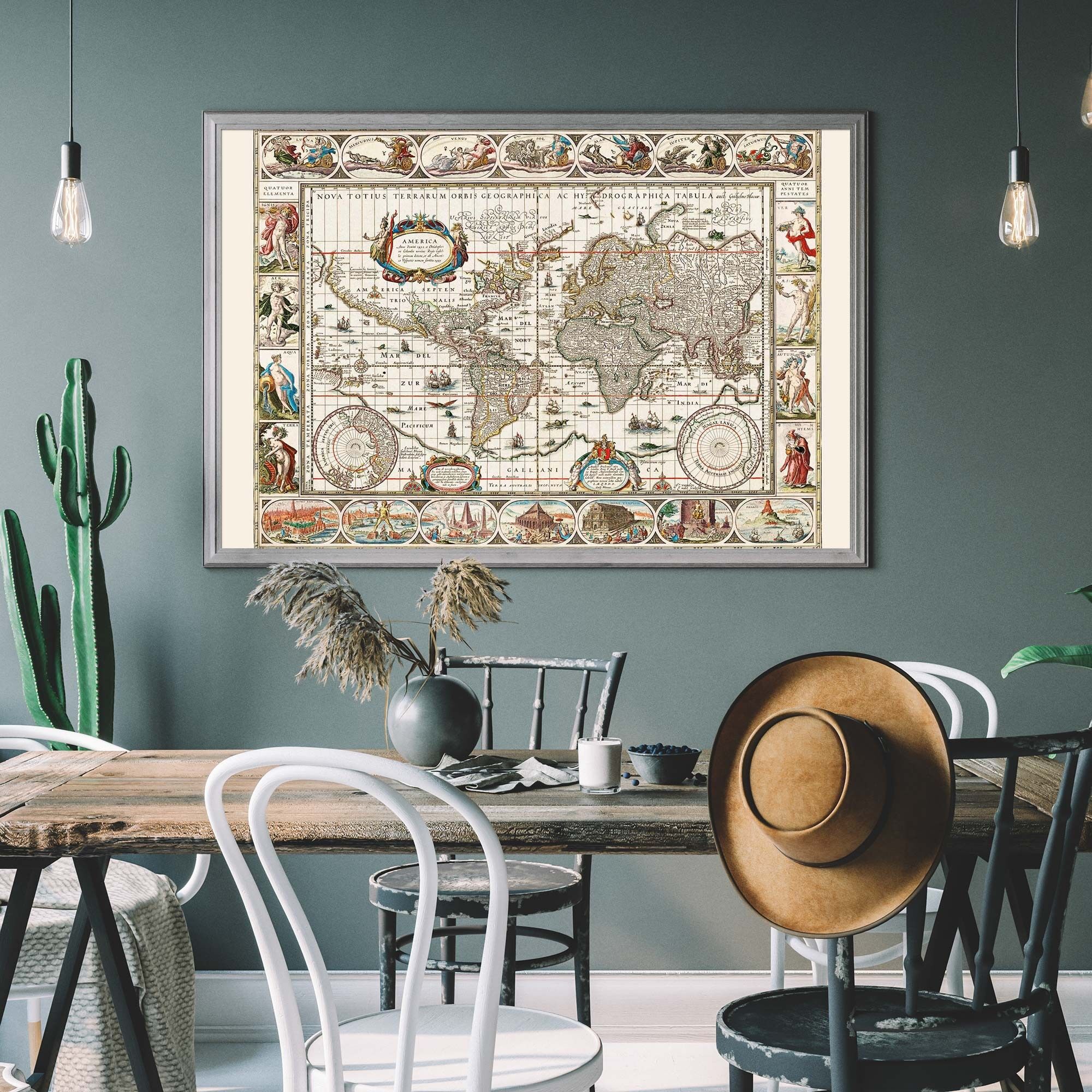 1630 Ornate Map by Willem Blaeu