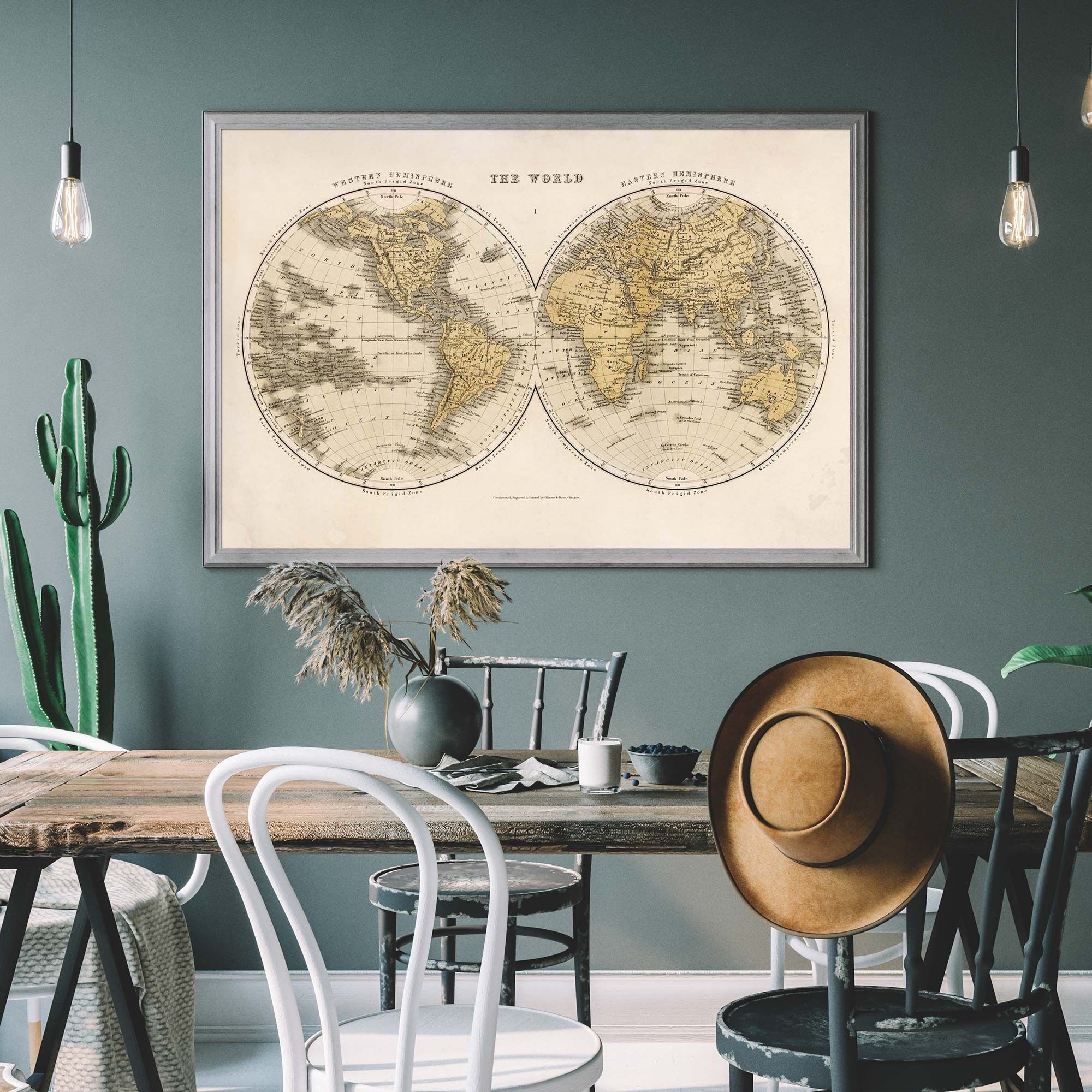 Vintage World Map By Gilmour And Dean