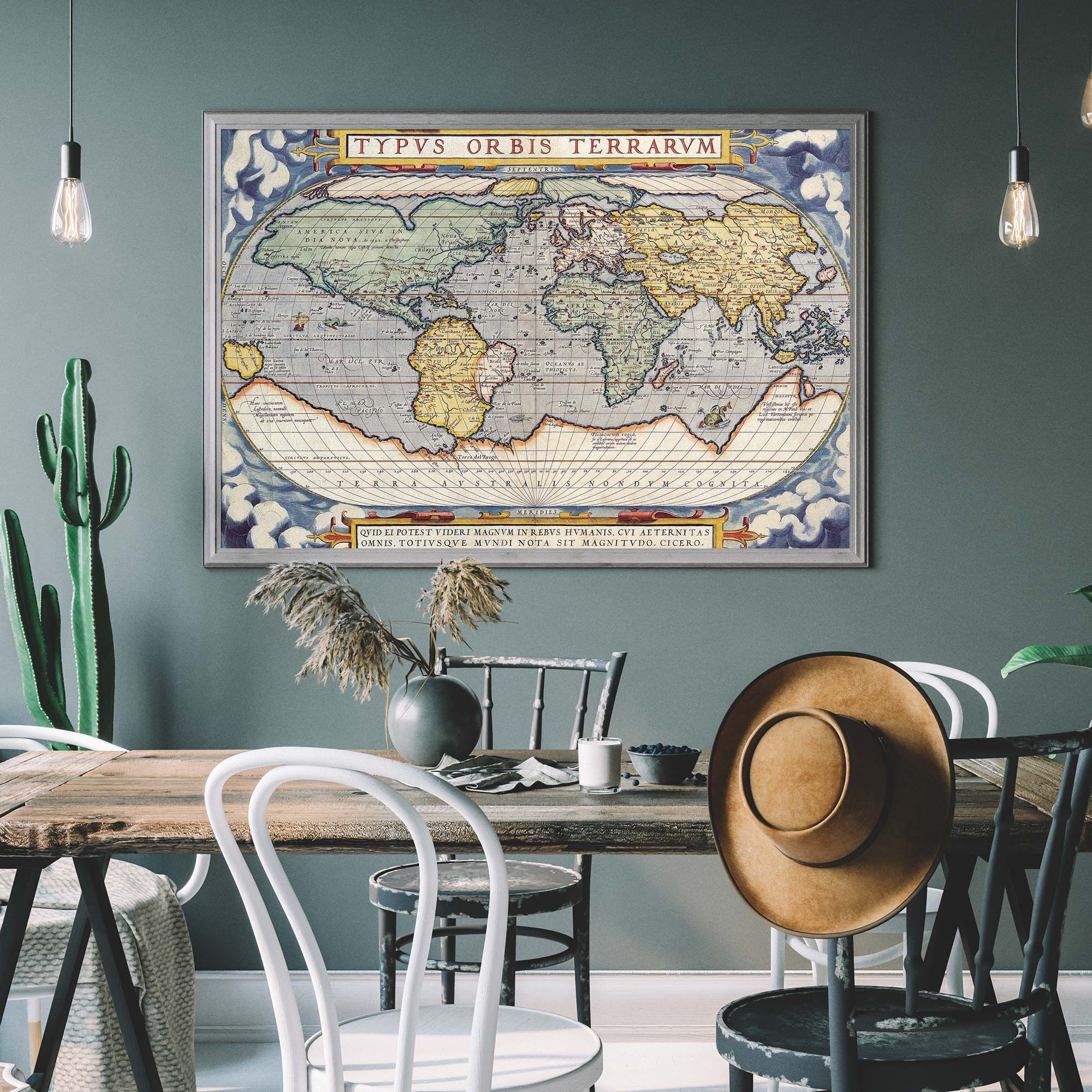 Antique Map Of The World Abraham Ortelius