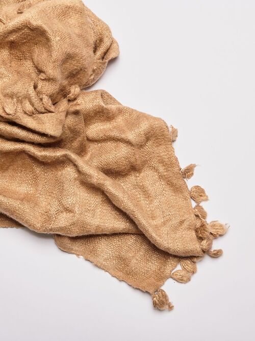 Dzukou Silk Uncut - Handwoven Eri Silk Scarf - Vegan Silk - Ahimsa Silk - Peace Silk - Handmade - Tea - Slow Fashion