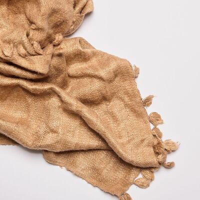 Dzukou Silk Uncut - Handwoven Eri Silk Scarf - Vegan Silk - Ahimsa Silk - Peace Silk - Handmade - Tea - Slow Fashion
