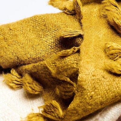 Dzukou Silk Uncut - Handwoven Eri Silk Scarf - Vegan Silk - Ahimsa Silk - Peace Silk - Handmade - Yellow - Slow Fashion