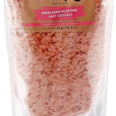 Sacchetto da 2 kg di sale rosa dell'Himalaya della Silk Route Spice Company - Sacchetto richiudibile da 2 kg
