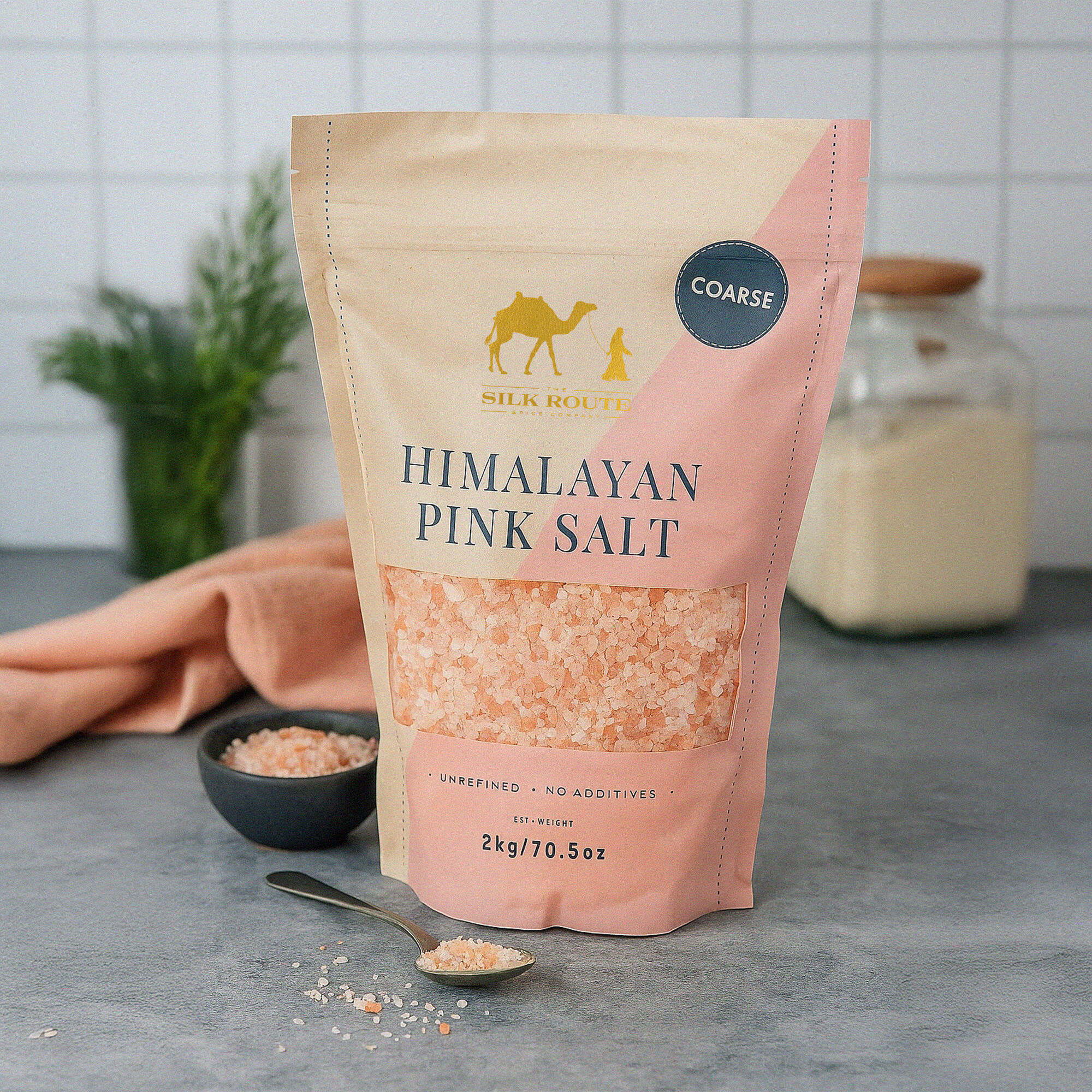 Himalayan Pink Salt Course 2kg Pouch by Silk Route Spice Company - 2kg Resealable Pouch