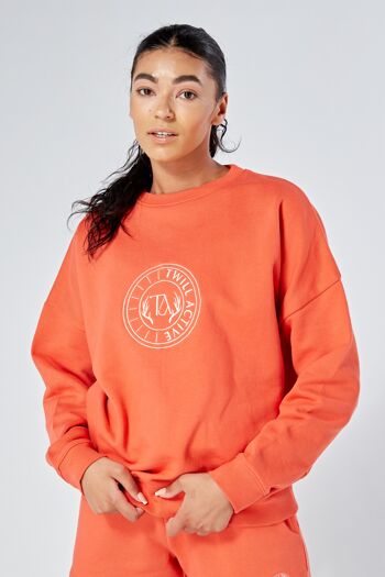 SWEAT COL ROND OVERSIZE TWILL ACTIVE ESSENTIALS CORAIL 3