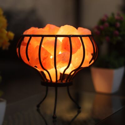 Metal Basket Bowl with Himalayan Salt Chunks