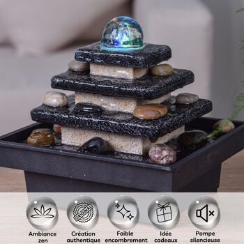 Fontaine d'Intérieur - Eka - Déco Zen et Originale - Design Temple Lumière Led Colorée - Idée Cadeau 2