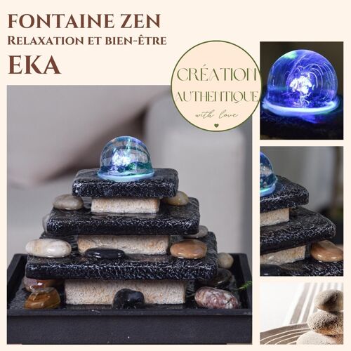 Fontaine d'Intérieur - Eka - Déco Zen et Originale - Design Temple Lumière Led Colorée - Idée Cadeau