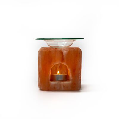 Cube Salt Oil Burner with Glass Dish