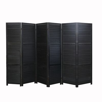 Kamerscherm 6 panelen zwart hout 170x240cm - paravent - scheidingswand kant en klaar