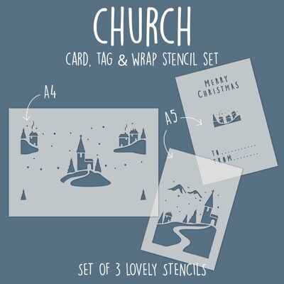 Church Card, Tag & Wrap Stencil Set