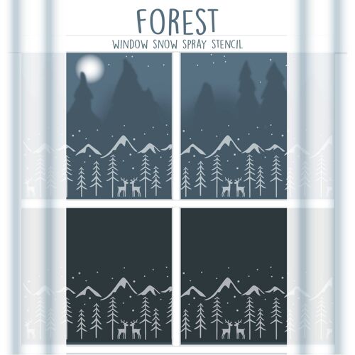 Forest Window Snow Spray Stencil