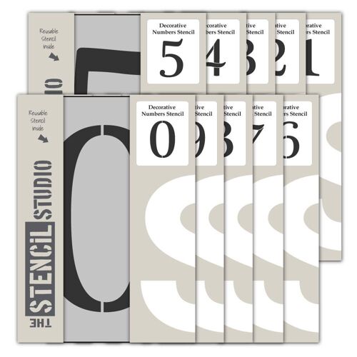 Decorative Number Stencils Set - 1 of each number 0-9