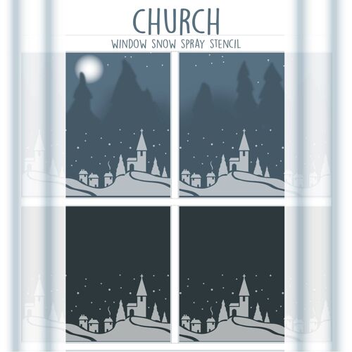 Church Window Snow Spray Stencil