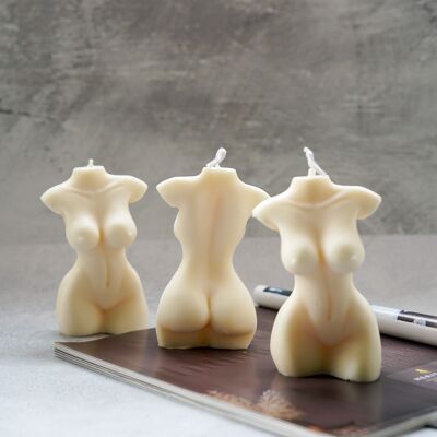 Weiblicher Körper - Torso - handgefertigte Kerze - Elfenbein - Sojawachs ohne Duft