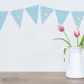 Je t'aime Bunting Stencil (Pochoir 2 couches) 2