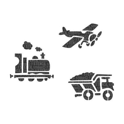 Plantilla de avión, tren y camión