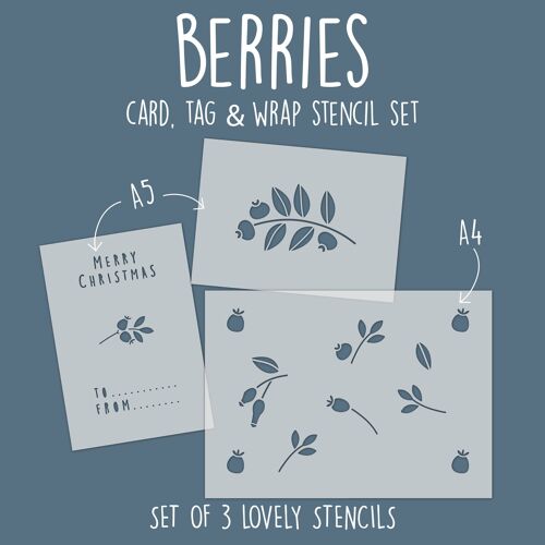 Berries Card, Tag & Wrap Stencil Set
