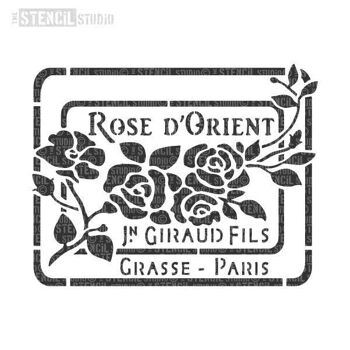 Pochoir d'étiquette de parfum français vintage Rose d'Orient 2