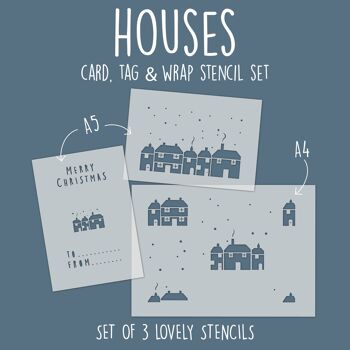 Ensemble de cartes, d'étiquettes et de pochoirs Houses 1