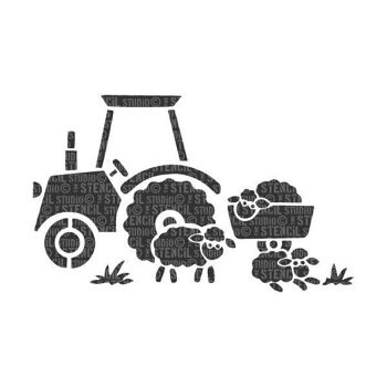 Pochoir tracteur et mouton 2