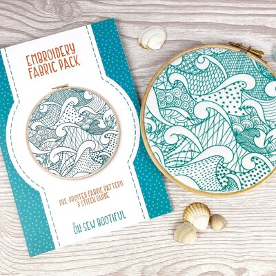 Stormy Seas Handmade Embroidery Pattern Fabric Pack