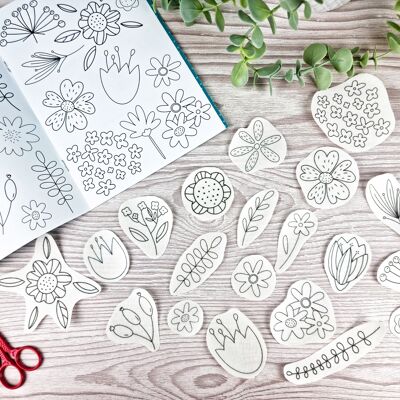 Floral Doodle Flowers, Stick and Stitch Embroidery Patterns