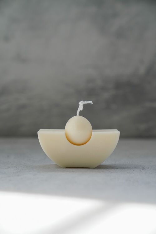 Geometric Boat-Shaped Handmade Candle -SoyWax-Unscented Candle