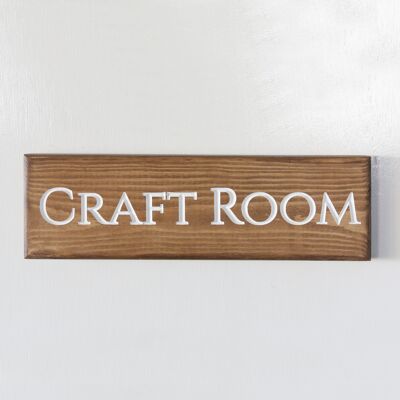 Panneau Bois Gravé 30cm - "Craft Room"