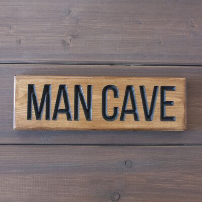 Panneau Bois Gravé 30cm - "Man Cave"