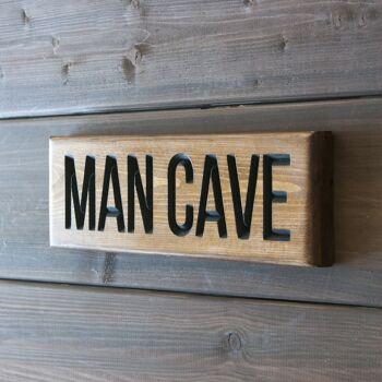 Panneau Bois Gravé 30cm - "Man Cave" 2