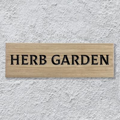 Plaque en Chêne Gravée 30cm - "Herb Garden"