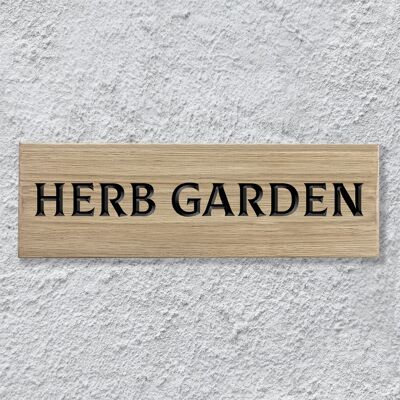 Cartello in Quercia Inciso 30 cm - "Giardino delle Erbe"