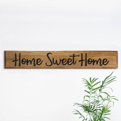 Plaque en Bois Gravée 60cm - "Home Sweet Home"