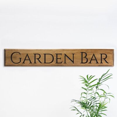 Panneau Bois Gravé 60cm - "Garden Bar"