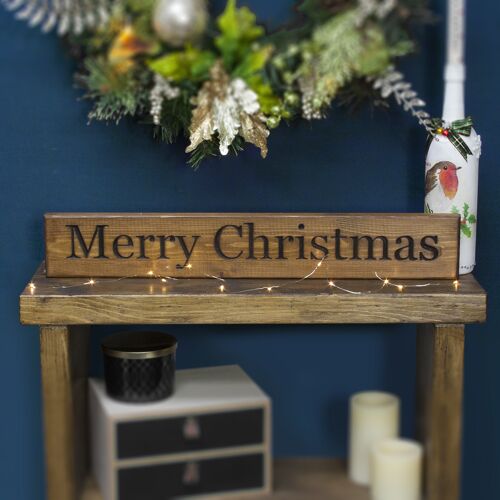 Engraved Wooden Christmas Sign 60cm - "Merry Christmas"