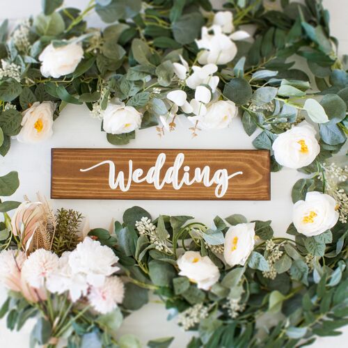 Engraved Wooden Wedding Sign 40cm - "Wedding"