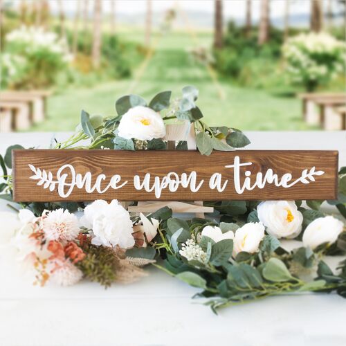 Engraved Wooden Wedding Sign 60cm - "Once Upon A Time"