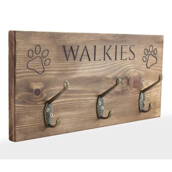 Porte-laisse en bois gravé pour chien - "Walkies" 2