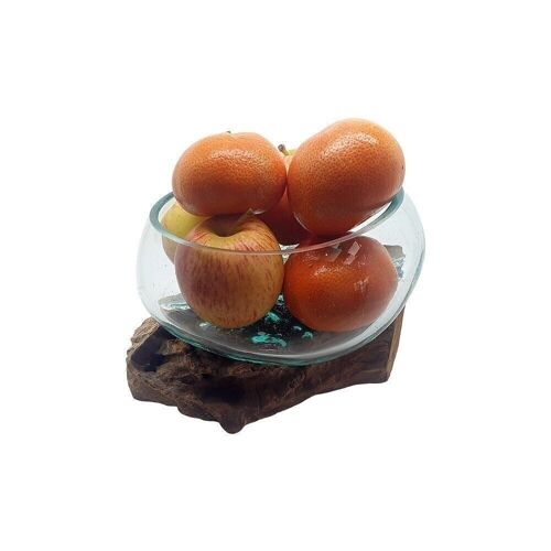 Vie Naturals Molten Glass on Balinese Gamal Wood, Fruit Basket, 15cm Diameter